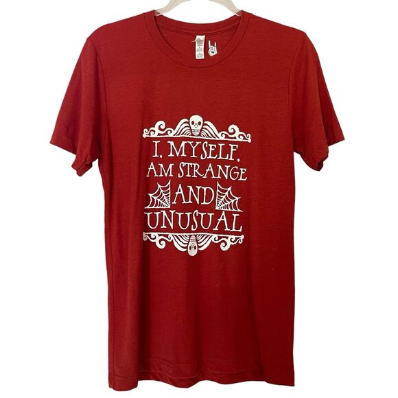 Beetlejuice Shirt Womens Small Rust Strange and Unusual Short Sleeve Movie Quote - Picture 1 of 10